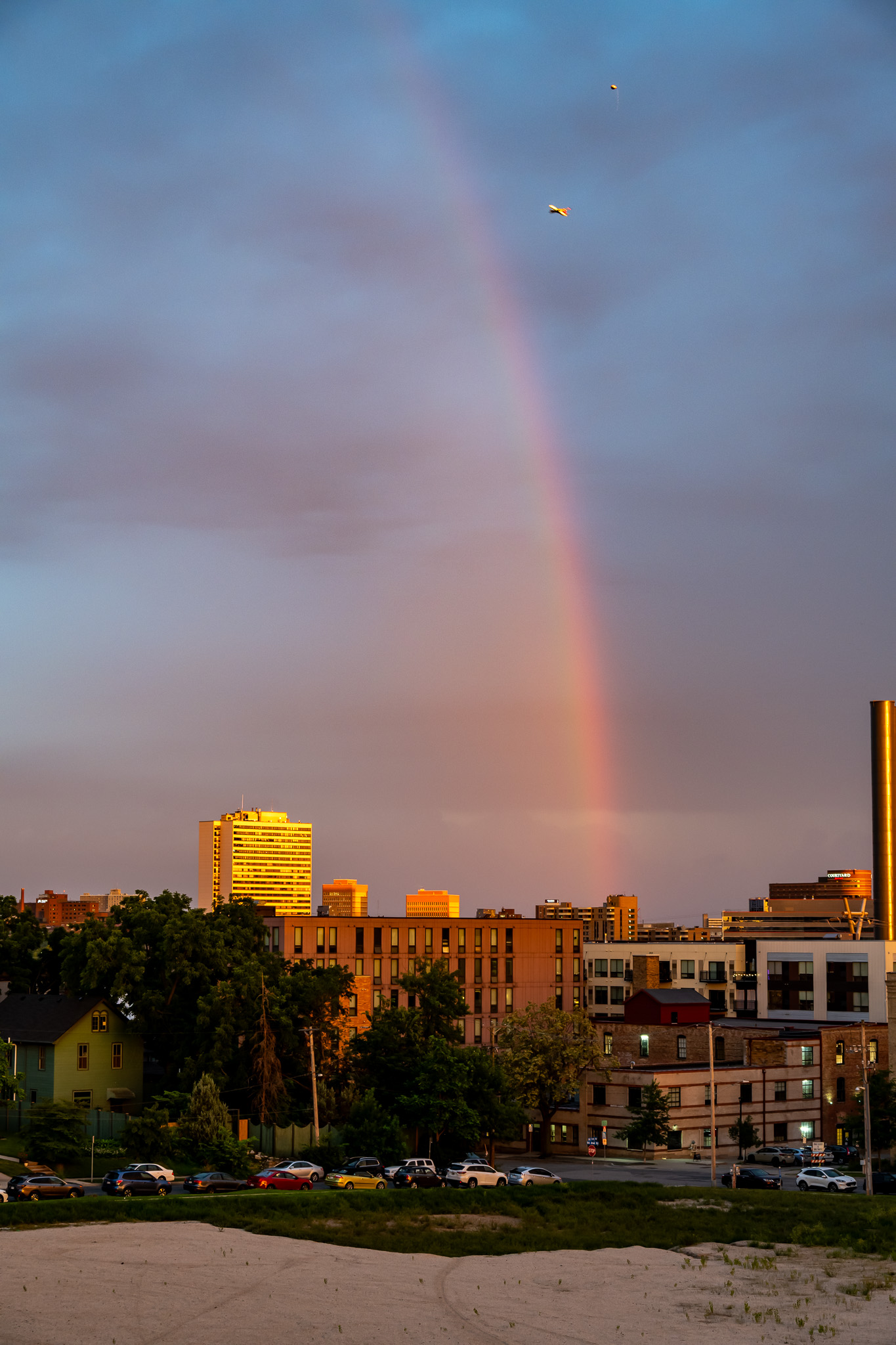 rainbow, air plane, and baloon